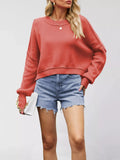 Round Neck Dropped Shoulder Sweater - Trendsi - Flyclothing LLC