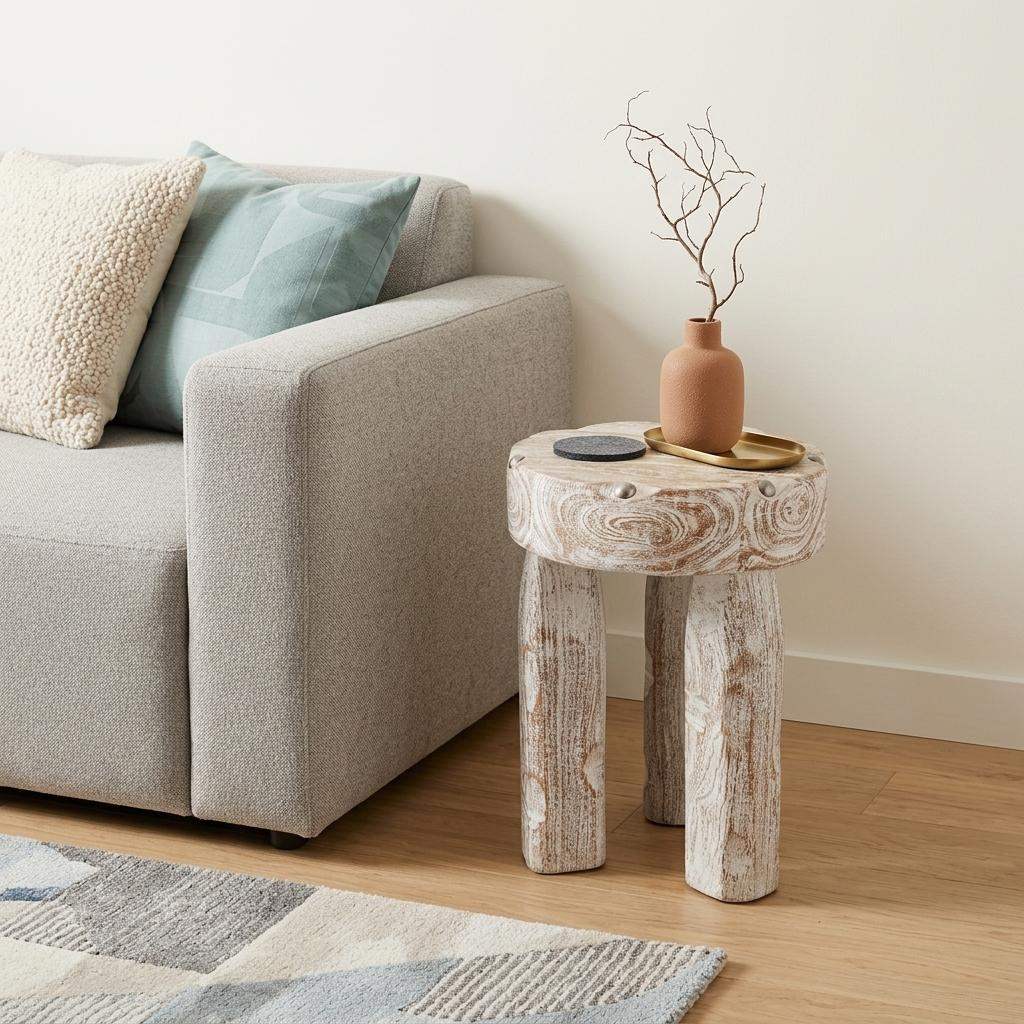 19" White Distressed Solid Wood Round End Table - HomeRoots - Flyclothing LLC