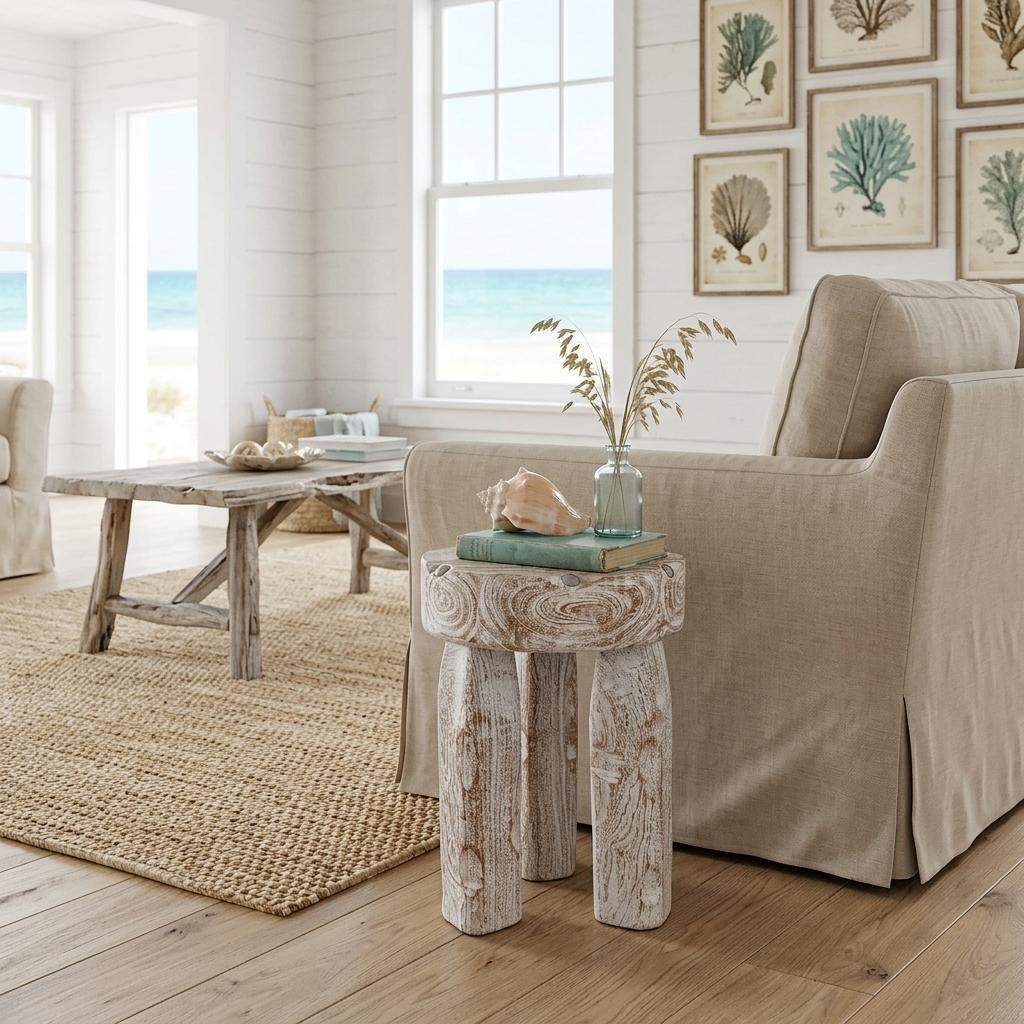 19" White Distressed Solid Wood Round End Table - HomeRoots - Flyclothing LLC