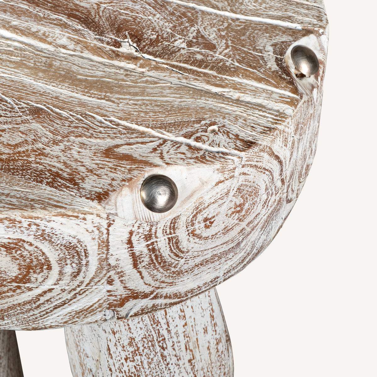 19" White Distressed Solid Wood Round End Table - HomeRoots - Flyclothing LLC