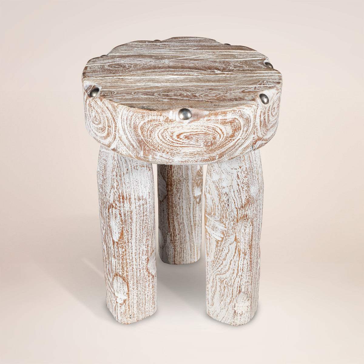 19" White Distressed Solid Wood Round End Table - HomeRoots - Flyclothing LLC