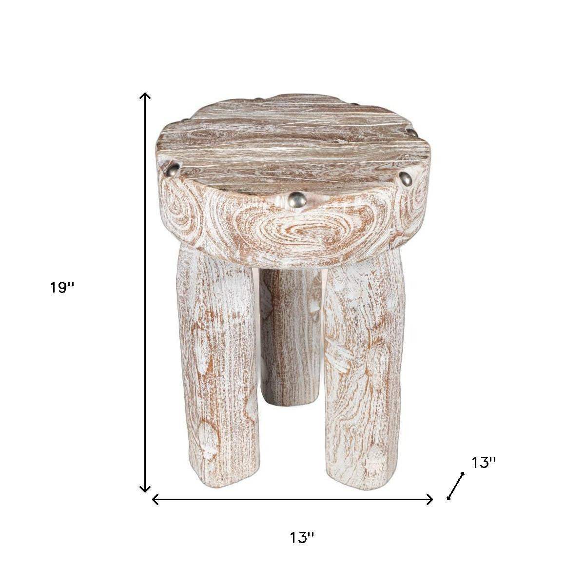 19" White Distressed Solid Wood Round End Table - HomeRoots - Flyclothing LLC