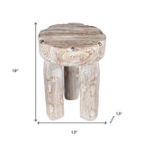 19" White Distressed Solid Wood Round End Table - HomeRoots - Flyclothing LLC