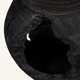 14" Black Solid Wood Table Vase With Sculptural Details - Homeroots - Flyclothing LLC
