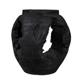 14" Black Solid Wood Table Vase With Sculptural Details - Homeroots - Flyclothing LLC