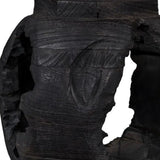 14" Black Solid Wood Table Vase With Sculptural Details - Homeroots - Flyclothing LLC