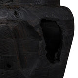 18" Black Solid Wood Modern Abstract Table Vase With Sculptural Details - Homeroots - Flyclothing LLC