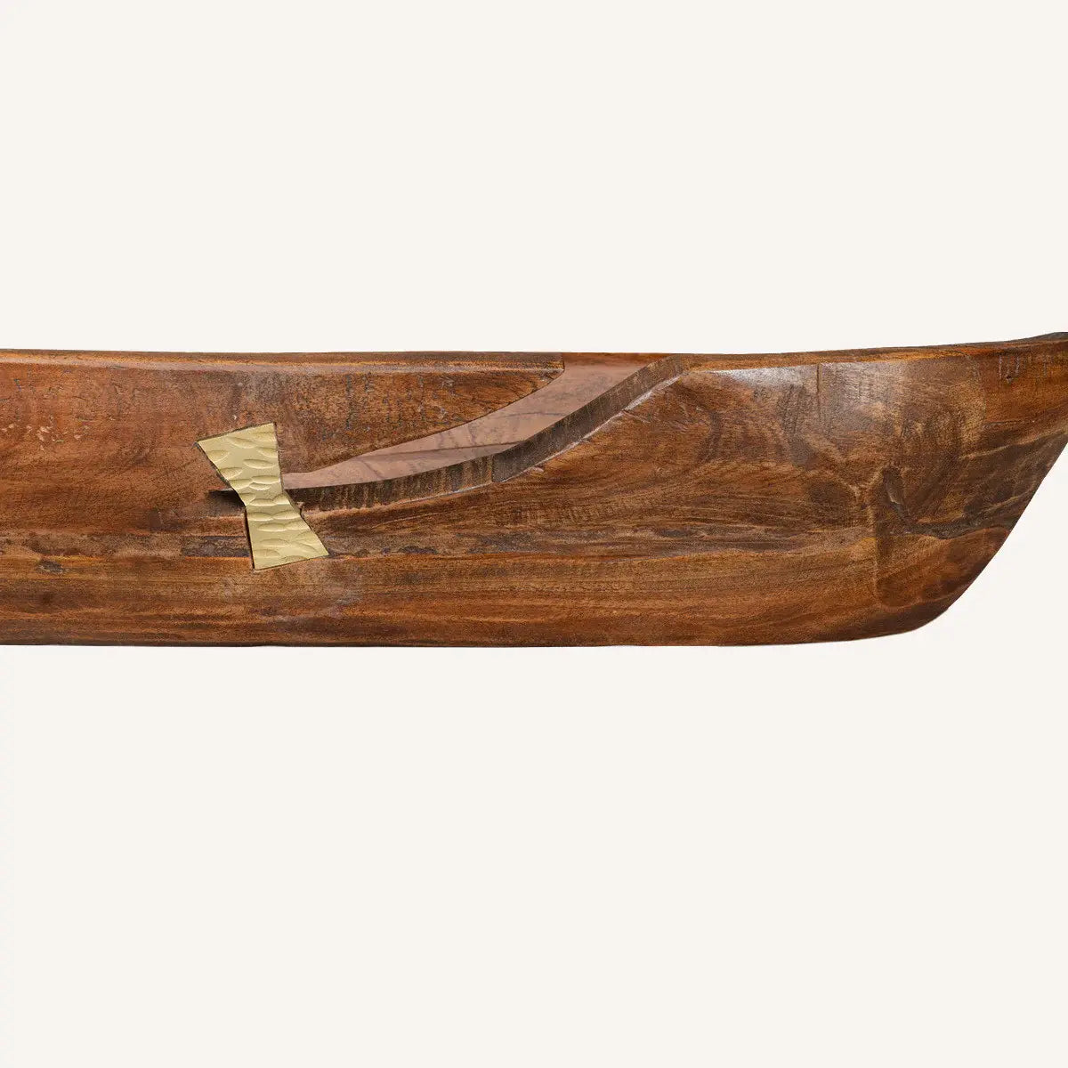 42" Brown And Gold Reclaimed Wood Asymmetrical Edge Oval Centerpiece Bowl - Homeroots - Flyclothing LLC