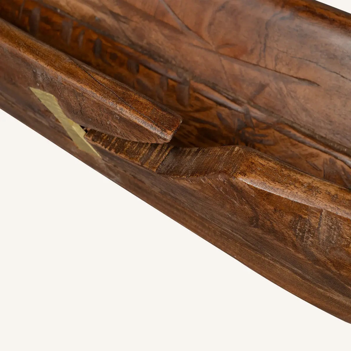 42" Brown And Gold Reclaimed Wood Asymmetrical Edge Oval Centerpiece Bowl - Homeroots - Flyclothing LLC
