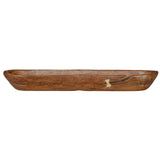 42" Brown And Gold Reclaimed Wood Asymmetrical Edge Oval Centerpiece Bowl - Homeroots - Flyclothing LLC