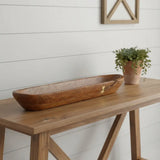 42" Brown And Gold Reclaimed Wood Asymmetrical Edge Oval Centerpiece Bowl - Homeroots - Flyclothing LLC