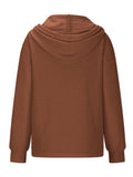 Drawstring Quarter Button Long Sleeve Hoodie - Trendsi - Flyclothing LLC