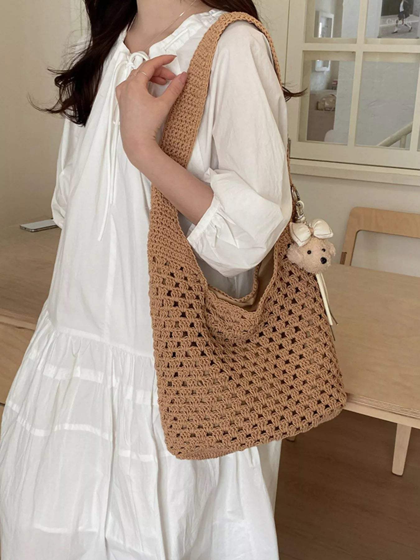 Crochet Knit Shoulder Bag - Trendsi - Flyclothing LLC