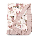 Western Cowgirl Boots Soft Baby Cotton Stroller Blanket - Tesa Babe - Flyclothing LLC