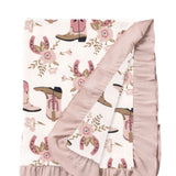 Western Cowgirl Boots Soft Baby Cotton Stroller Blanket - Tesa Babe - Flyclothing LLC