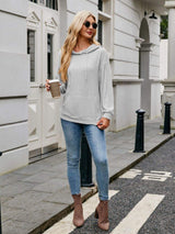 Ribbed Drawstring Long Sleeve Hoodie - Trendsi - Flyclothing LLC