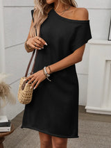 One Shoulder Mini Sweater Dress - Trendsi - Flyclothing LLC
