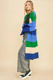 Davi & Dani Color Block Kimono Sleeve Open Front Cardigan - Trendsi