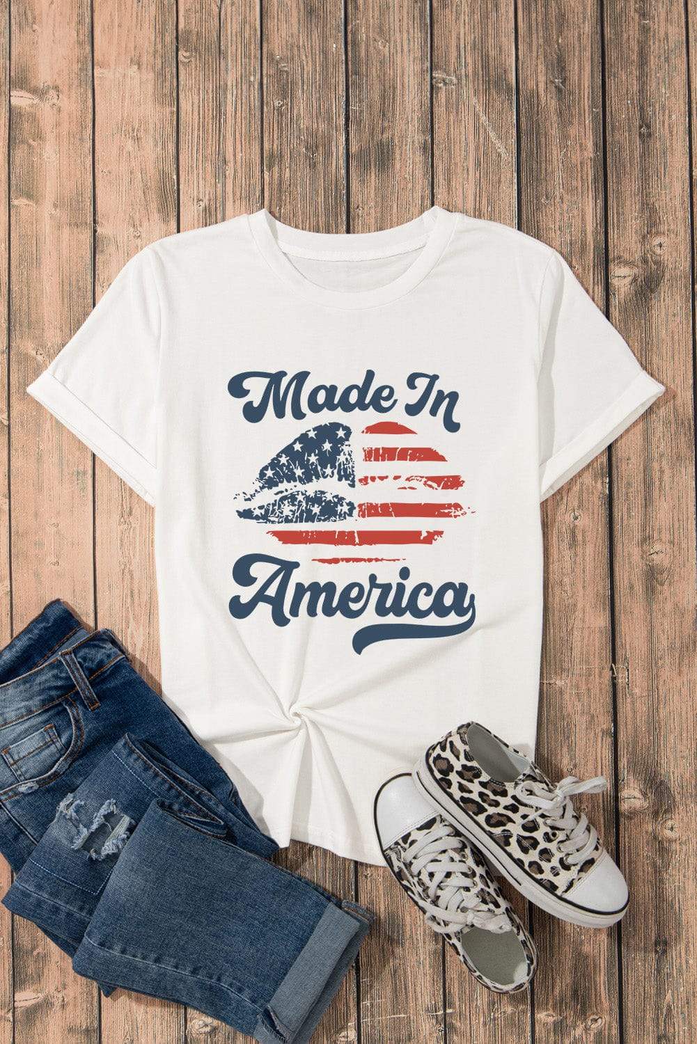 Graphic Round Neck Short Sleeve T-Shirt - Trendsi - Flyclothing LLC