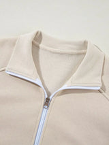 Drop Shoulder Zip Up Jacket and Drawstring Pants Active 2pcs Set - Trendsi - Flyclothing LLC