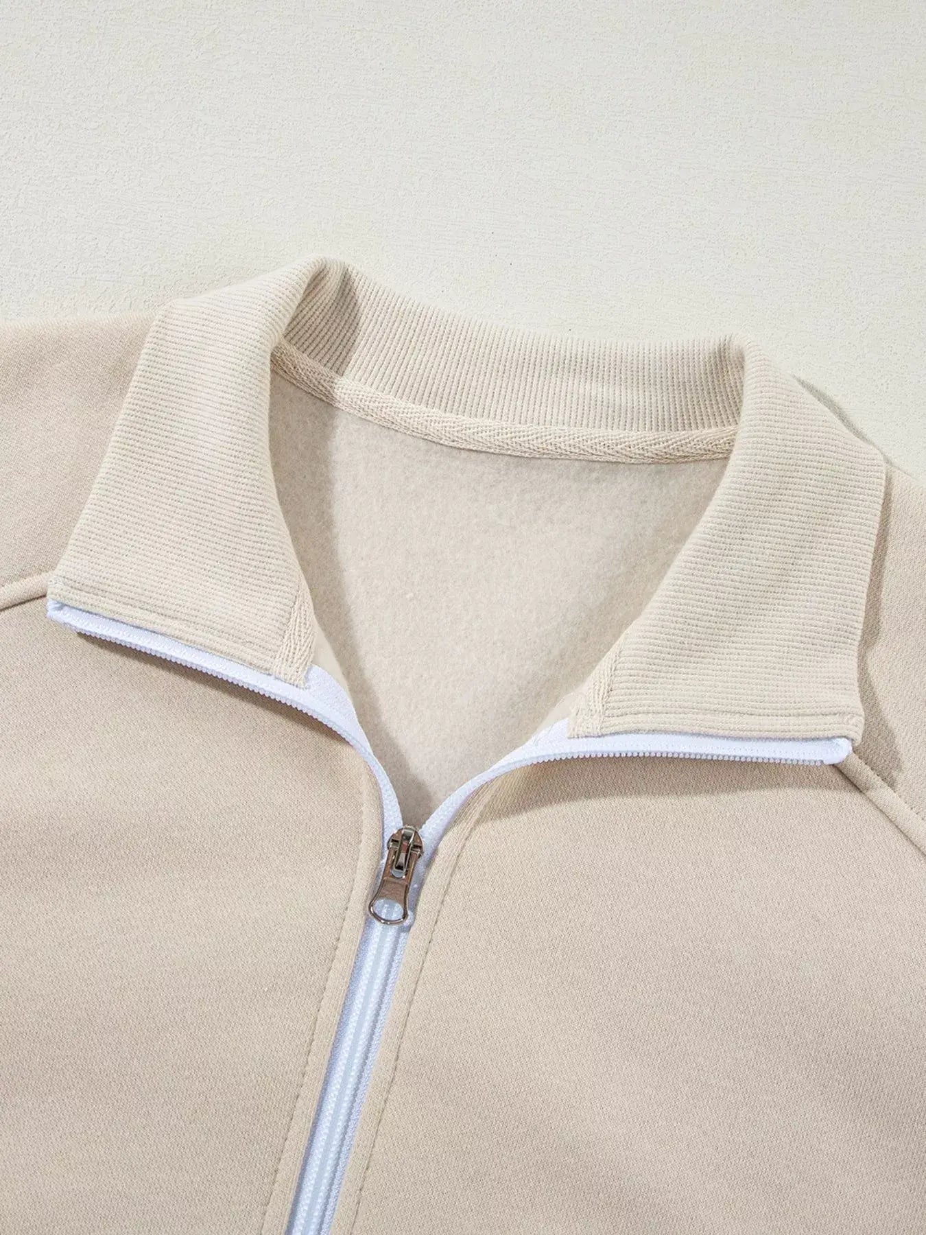 Drop Shoulder Zip Up Jacket and Drawstring Pants Active 2pcs Set - Trendsi - Flyclothing LLC