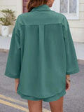 Button Up Long Sleeve Top and Shorts Set - Trendsi - Flyclothing LLC