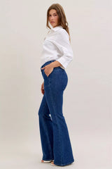 Judy Blue High Waist Flare Jeans with Front Patch Pockets - Trendsi - Flyclothing LLC