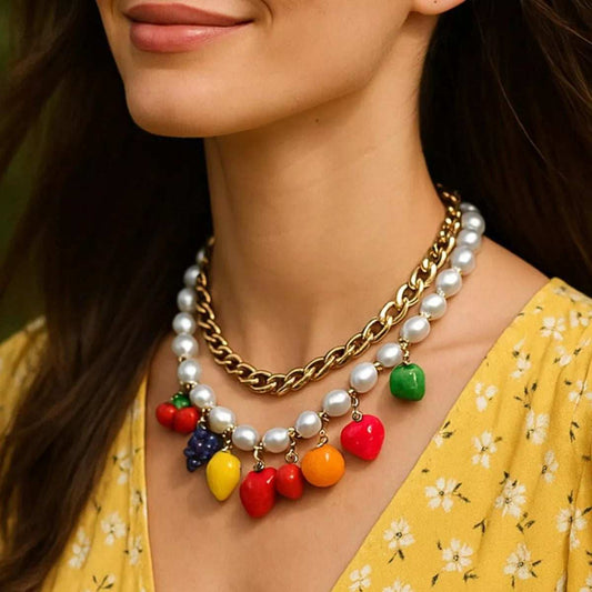 Colorful Charm Double Layered Necklace - Trendsi - Flyclothing LLC