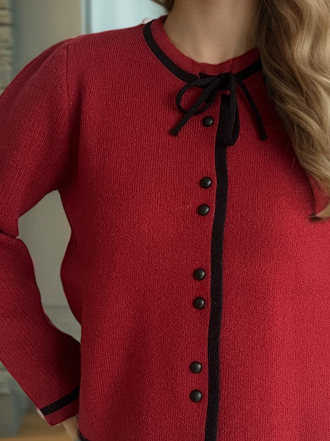 Button Down Long Sleeve Cardigan - Trendsi