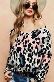 BiBi Gradation Leopard Print Soft Knit Deep U Neck Top - Trendsi - Flyclothing LLC
