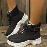 Plush Lining Lace Up Boots - Trendsi - Flyclothing LLC