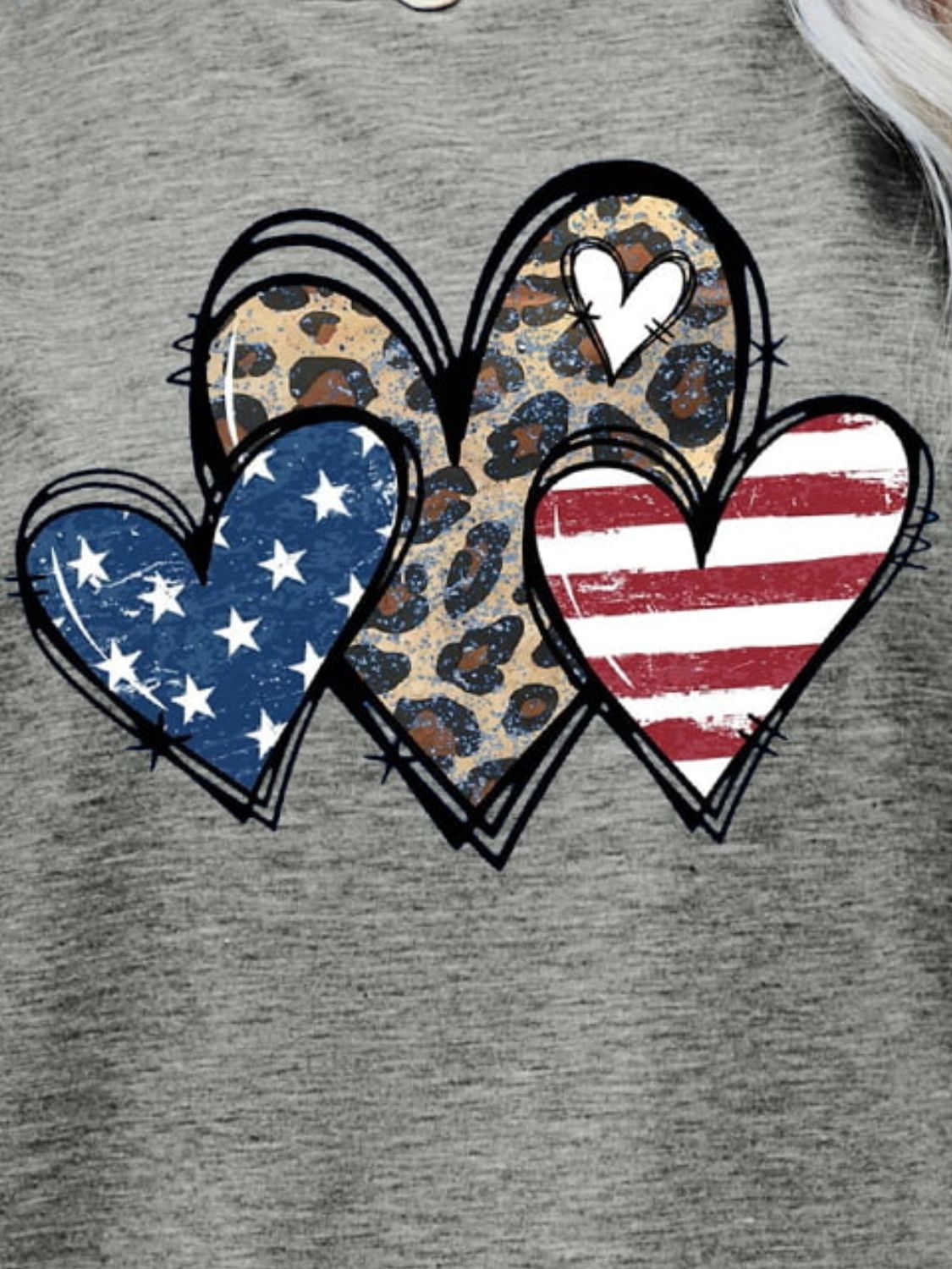 US Flag Leopard Heart Graphic Tee - Trendsi - Flyclothing LLC