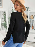 Button Detail Long Sleeve Knit Top - Trendsi - Flyclothing LLC