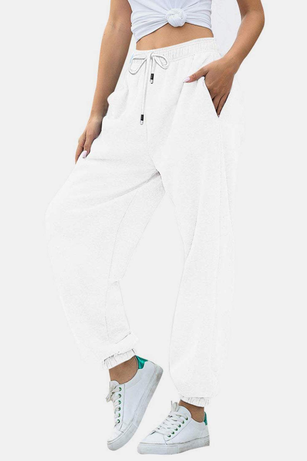 Elastic Waist Joggers with Pockets - Trendsi - Flyclothing LLC