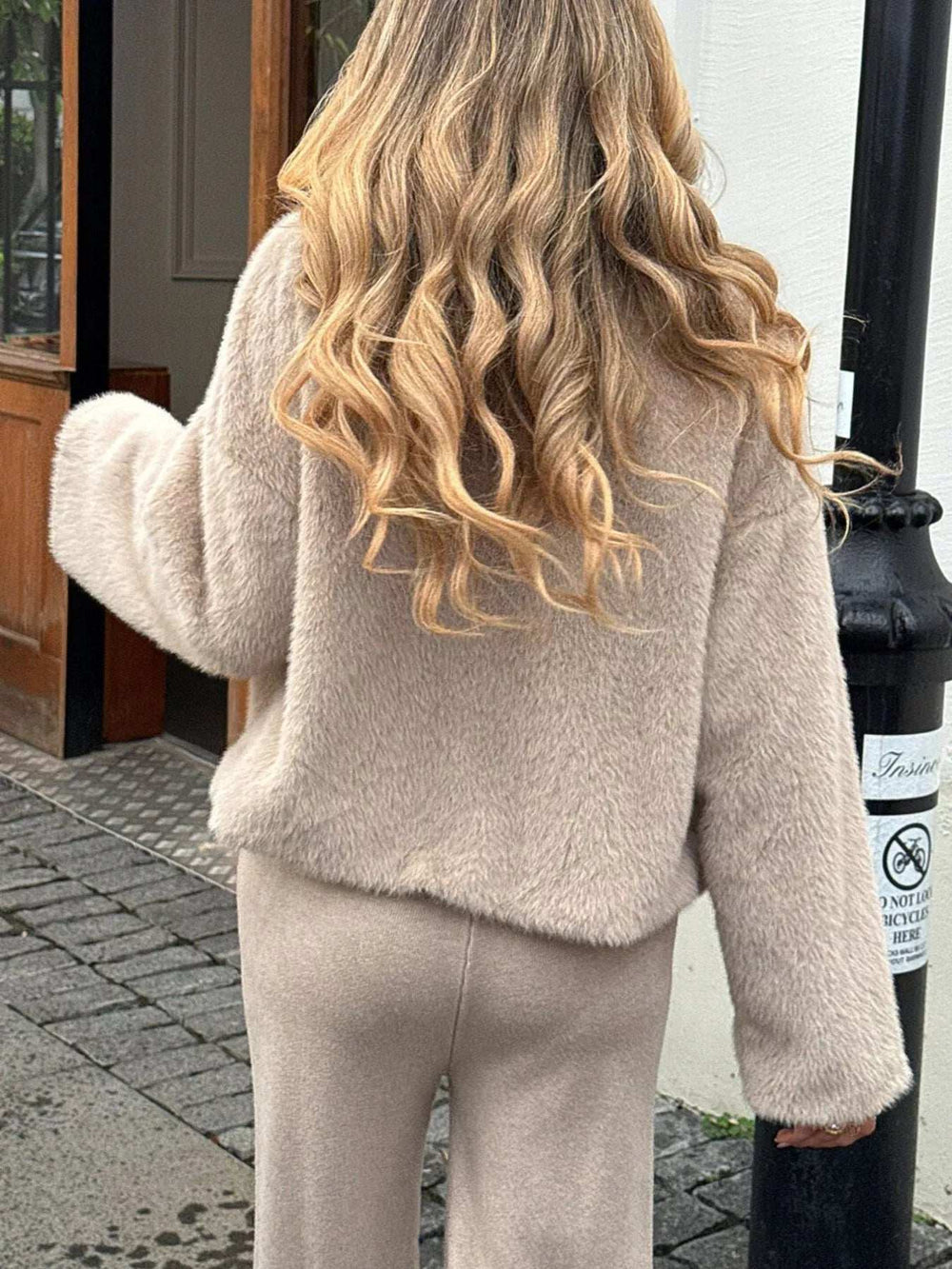 Open Front Dropped Shoulder Fuzzy Outerwear - Trendsi - Flyclothing LLC