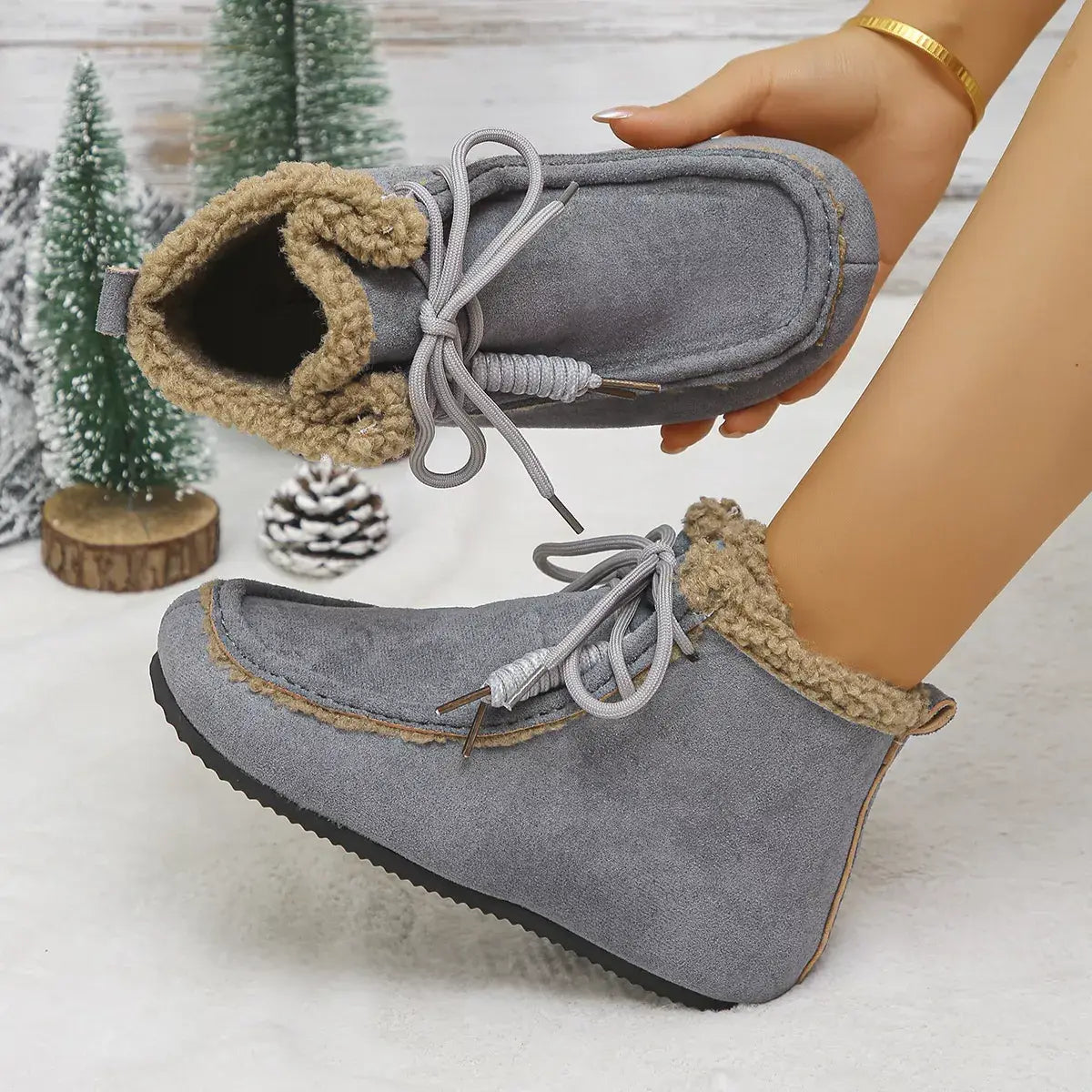Plush Lined Ankle Boots - Trendsi - Flyclothing LLC