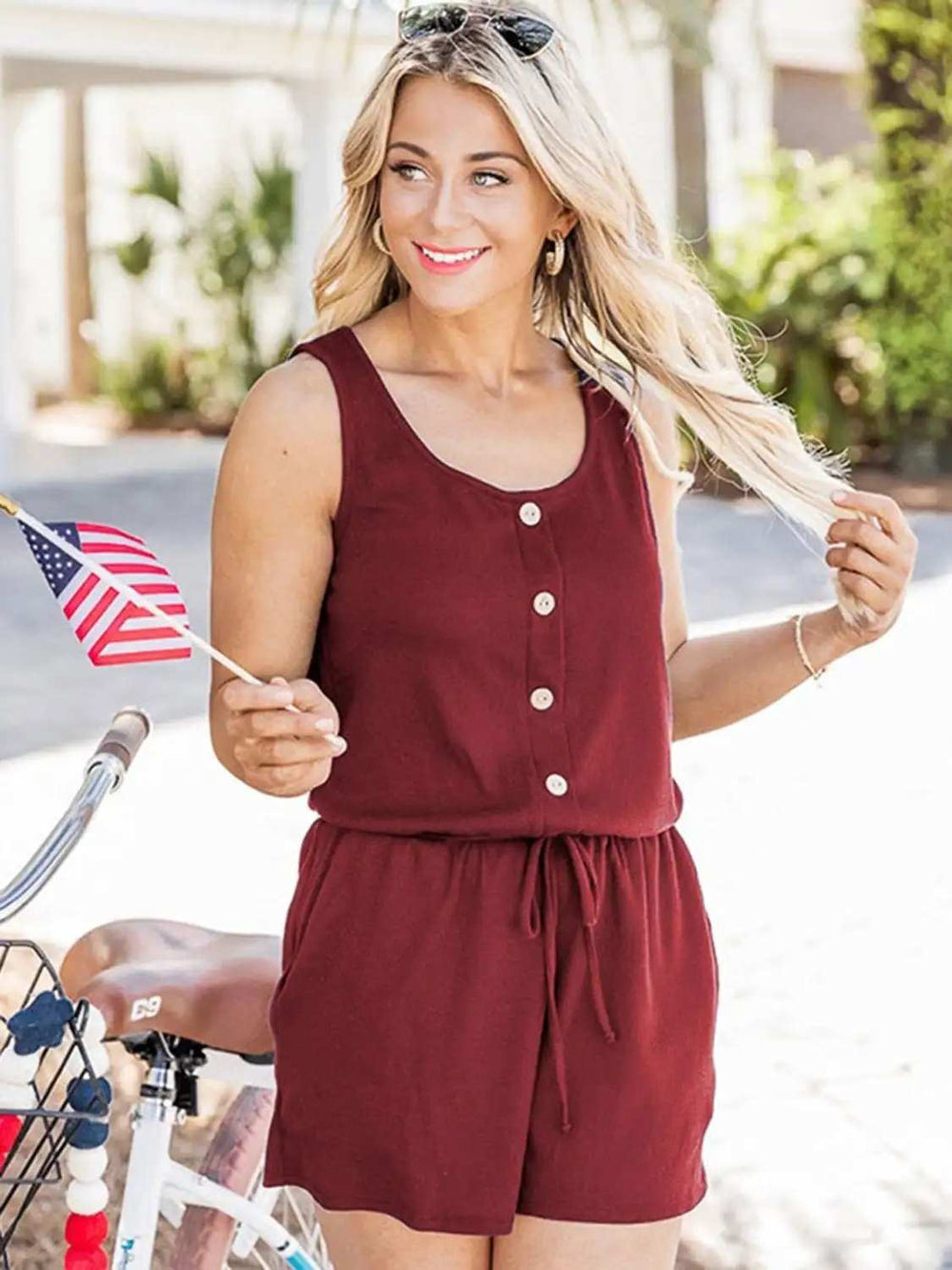 Scoop Neck Wide Strap Romper with Pockets - Trendsi - Flyclothing LLC