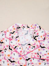 Halloween Ghost Print Button Up Top and Pants Lounge Set - Trendsi - Flyclothing LLC