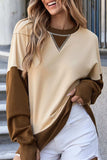 Color Block Round Neck Long Sleeve Sweatshirt - Trendsi - Flyclothing LLC