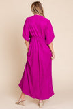 BOMBOM Surplice Maxi Dress with Pockets - Trendsi
