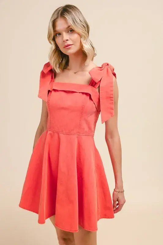 SO ME Fit and Flare Washed Gameday Dress - Trendsi - Flyclothing LLC