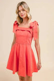 SO ME Fit and Flare Washed Gameday Dress - Trendsi