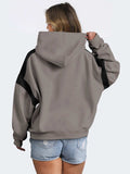 Contrast Dropped Shoulder Long Sleeve Hoodie - Trendsi - Flyclothing LLC