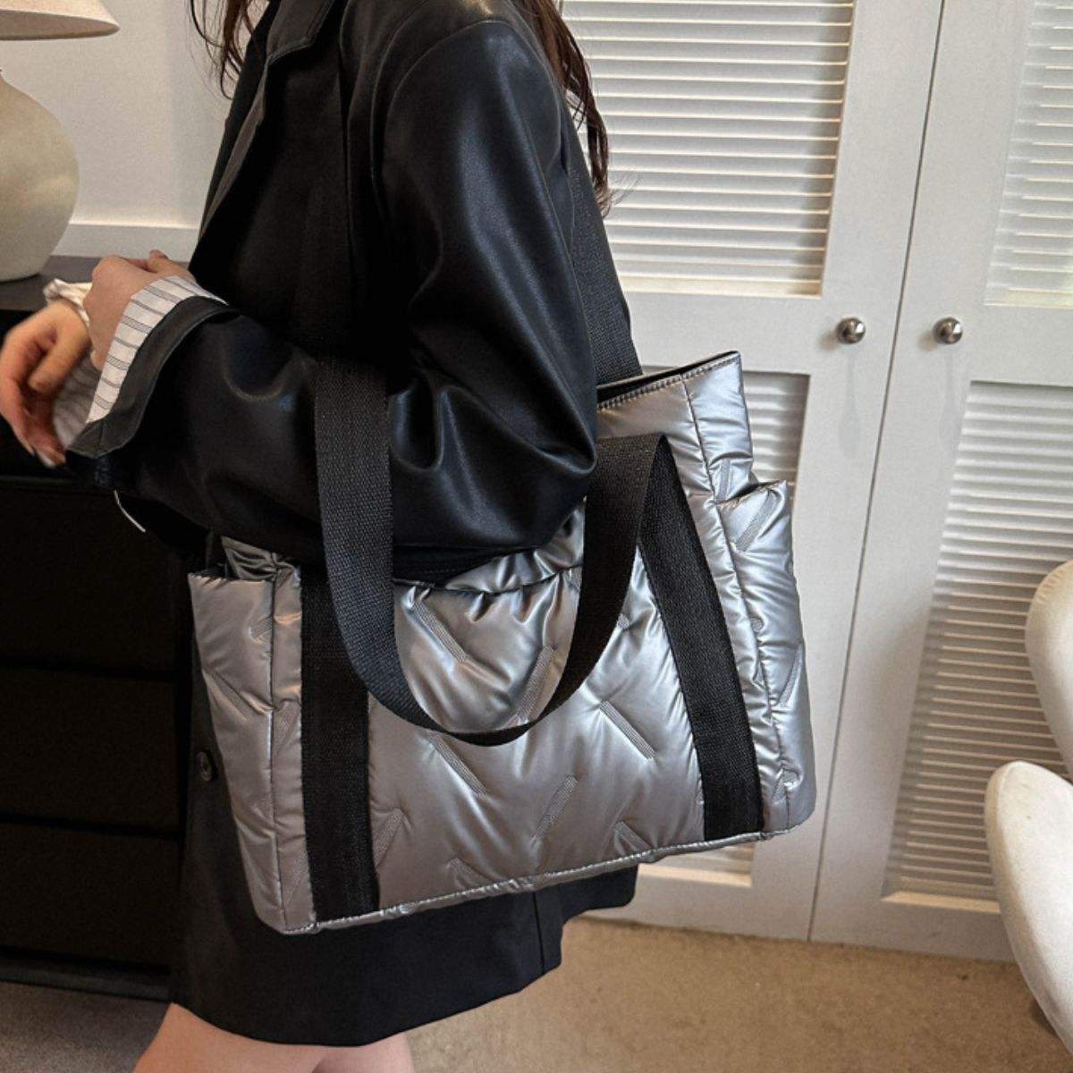 Polyester Tote Bag with Zipper - Trendsi - Flyclothing LLC