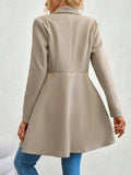 Collared Neck Button Up Long Sleeve Coat - Trendsi - Flyclothing LLC