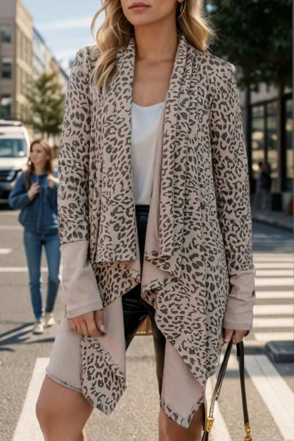 Leopard Open Front Long Sleeve Cover-Up - Trendsi - Flyclothing LLC