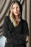 Heimish Ribbed Long Sleeve Hooded Dress - Trendsi