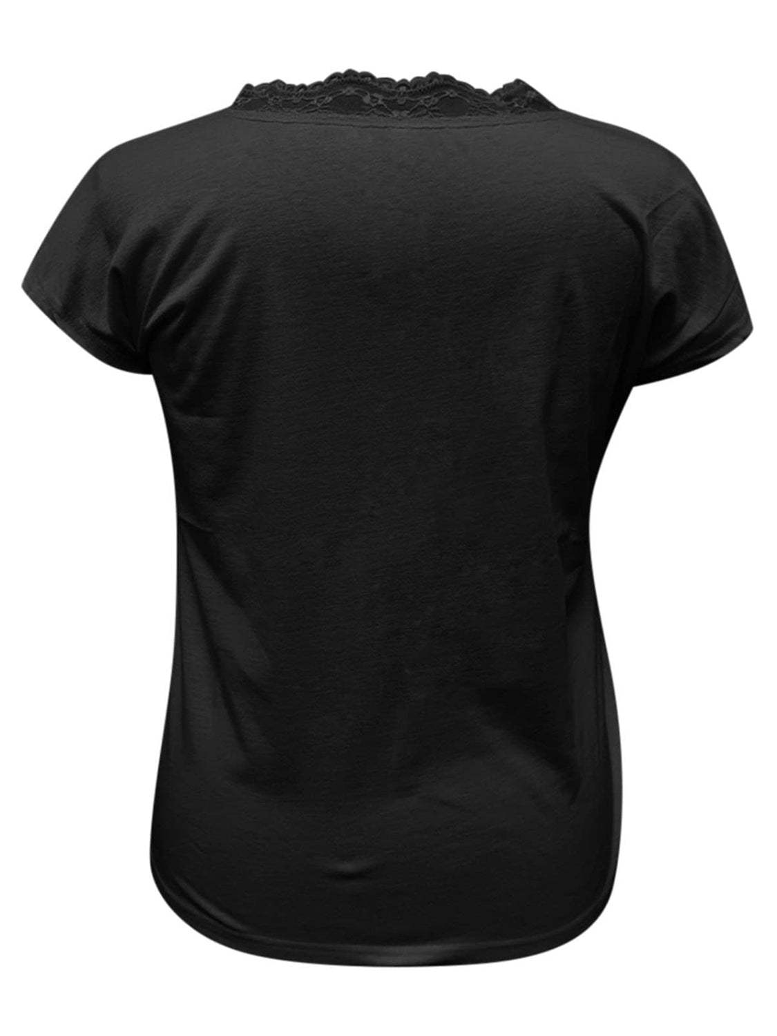 Full Size Lace Detail V-Neck Short Sleeve Blouse - Trendsi - Flyclothing LLC