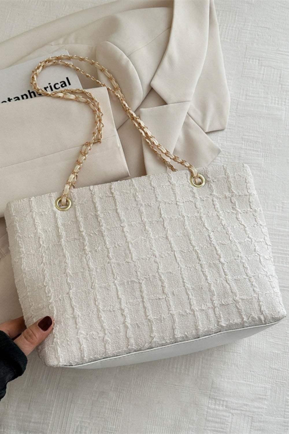 Polyester Texture Chain Tote bag - Trendsi - Flyclothing LLC