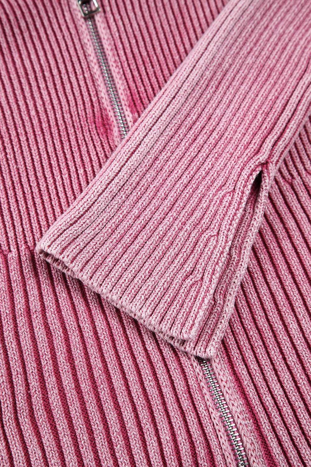 Double Take Ribbed Off-Shoulder Zip Up Long Sleeve Cardigan - Trendsi - Flyclothing LLC